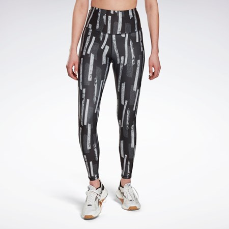 Reebok MYT Allover Print Tights Mustat | AHXEWM-421