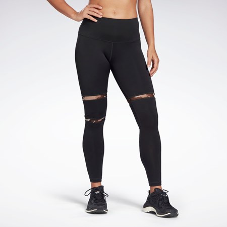 Reebok MYT Detail Leggings Mustat | YWTXOF-801