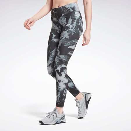 Reebok MYT Printed Leggings Mustat | HMSUVD-924