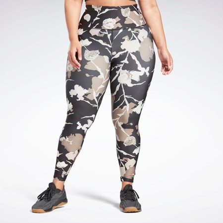 Reebok MYT Printed Leggings (Plus Size) Mustat | JDMVWZ-913