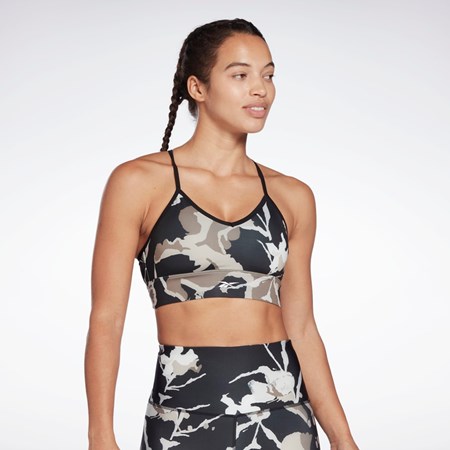 Reebok MYT Printed Sports Bra Mustat | JNEICU-218