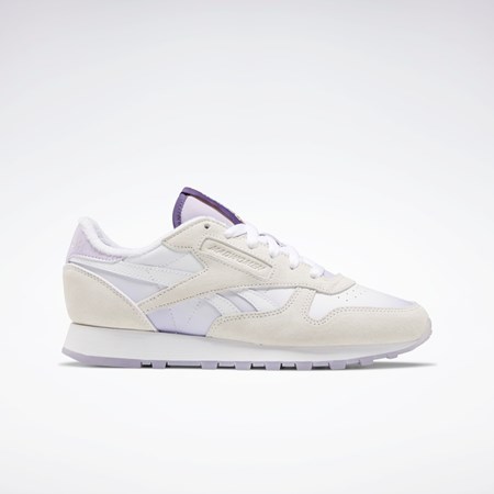 Reebok MadWomen Classic Leather Shoes Valkoinen Valkoinen Violetit | CKMPOJ-510
