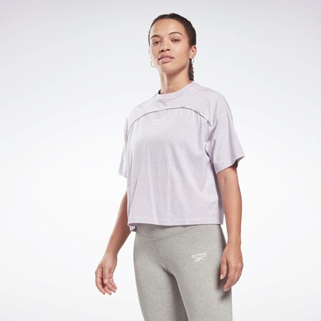 Reebok Piping T-Shirt Quartz Glow Mel | OAUNJZ-403