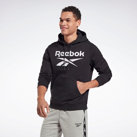 Reebok Reebok Identity Fleece Hoodie Mustat Valkoinen | YOMHTN-290