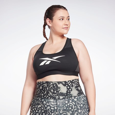 Reebok Reebok Lux Vector Racer Sports Bra (Plus Size) Mustat | NKPAIX-536
