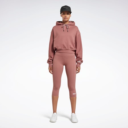 Reebok Victoria Beckham Crop Logo Hoodie Parched Earth | JUBNWT-345