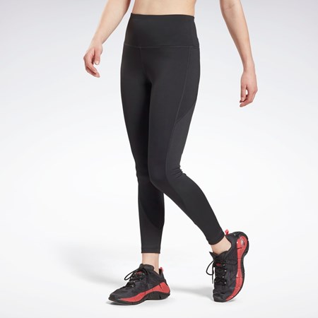 Reebok Workout Ready Rib High-Rise Leggings Mustat | LUQTJV-521