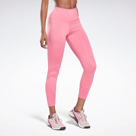 Reebok Workout Ready Rib High-Rise Leggings Pinkki | XIMESF-749