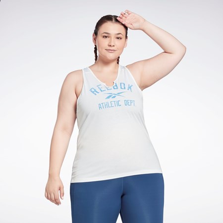 Reebok Workout Ready Supremium Big Logo Tank Top (Plus Size) Valkoinen | HBSPLA-197