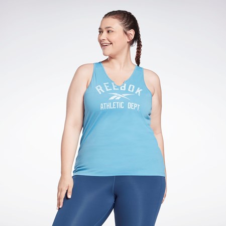 Reebok Workout Ready Supremium Big Logo Tank Top (Plus Size) Sininen | NYVPFB-376