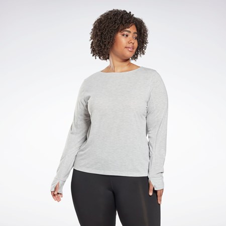 Reebok Workout Ready Supremium Long Sleeve T-Shirt (Plus Size) Vaaleanharmaat | BEQIRY-504