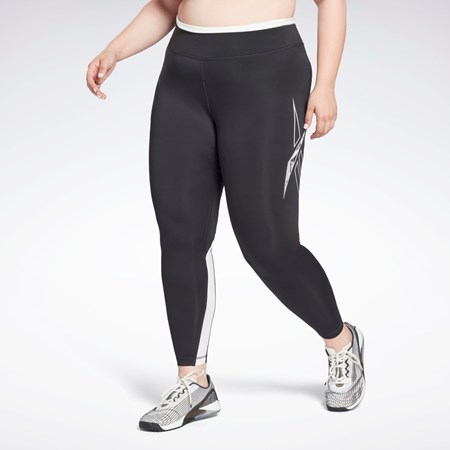 Reebok Workout Ready Vector Leggings (Plus Size) Mustat | VIGOKU-023